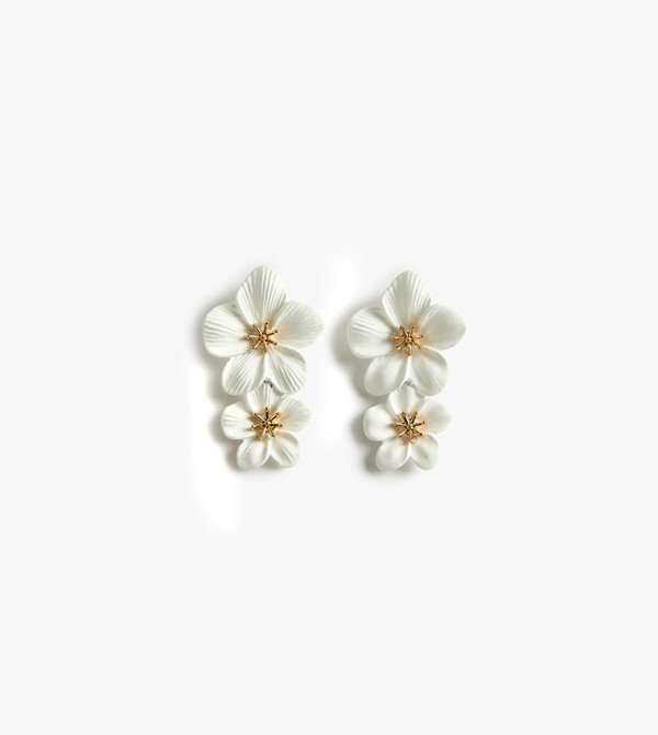 Floral Detail Gold-Tone Drop Earrings