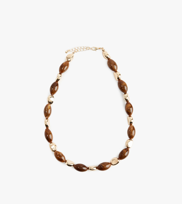 Beaded Gold-Tone Chain-Link Necklace