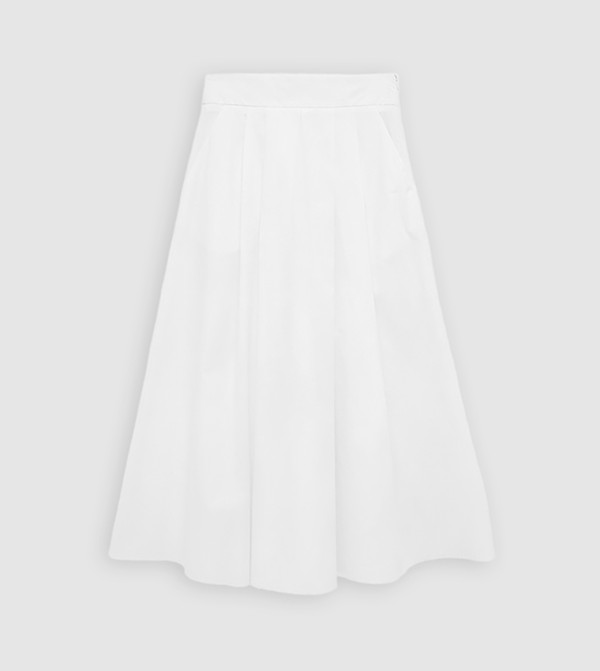 Elastic Waist Poplin Flared Skirt