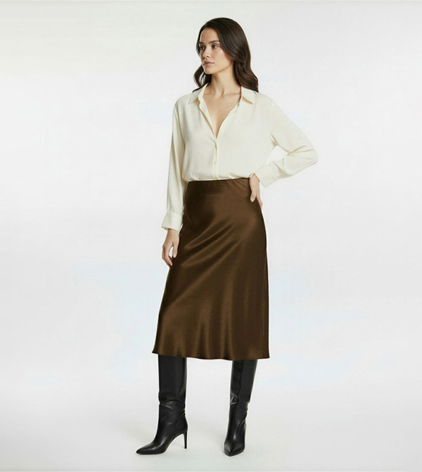 Solid Mermaid Midi Skirt