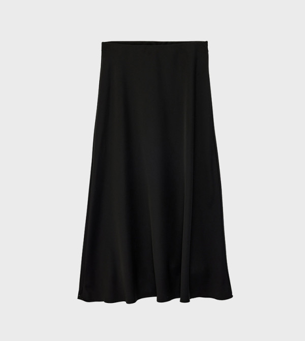 Solid Elastic Waist Skirt