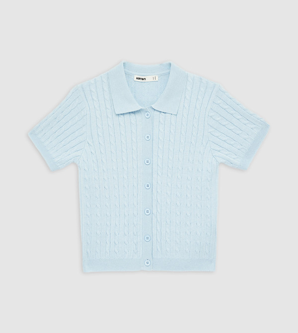 Cable Knit Short Sleeves Cardigan