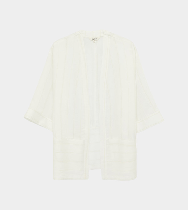Striped 3/4 Sleeves Kimono