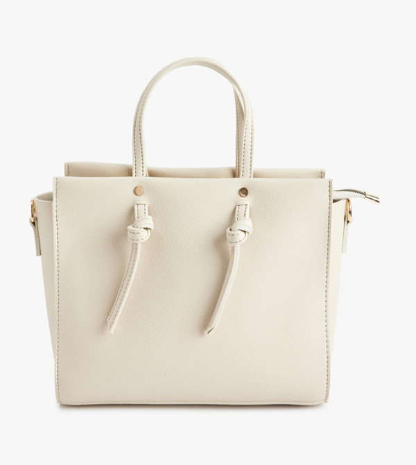 Textured Knot Detail Zip Tote Bag