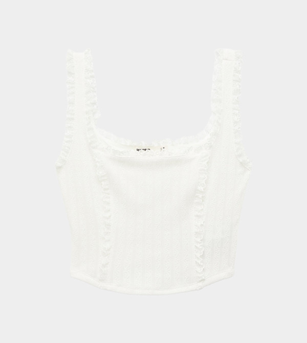 Ruffled Square Neck Crop Top