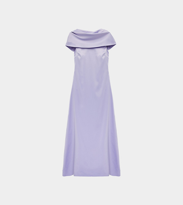 Solid Boat Neck Evening Maxi Dress