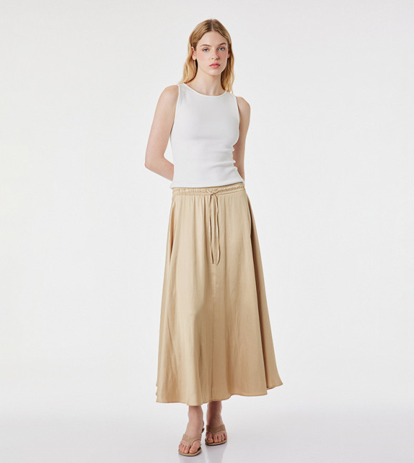 Solid Flared Maxi Skirt