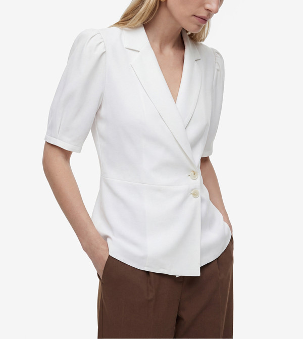 Solid Lapel Collar Short Sleeves Shirt