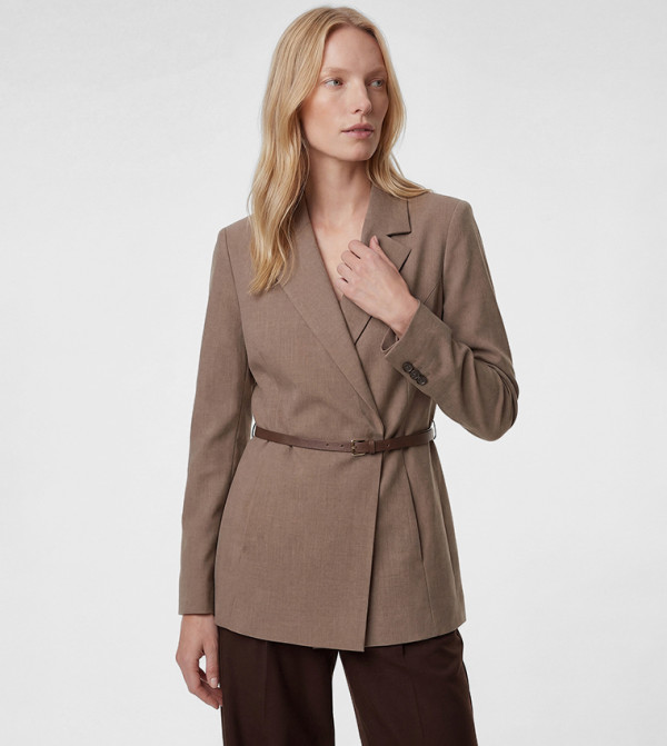 Solid Double Breasted Blazer