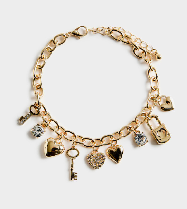 Gold-Tone Chainlink Charms Bracelet