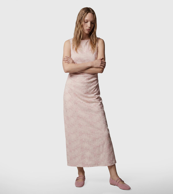 Floral Print Boat Neck Bodycon Maxi Dress