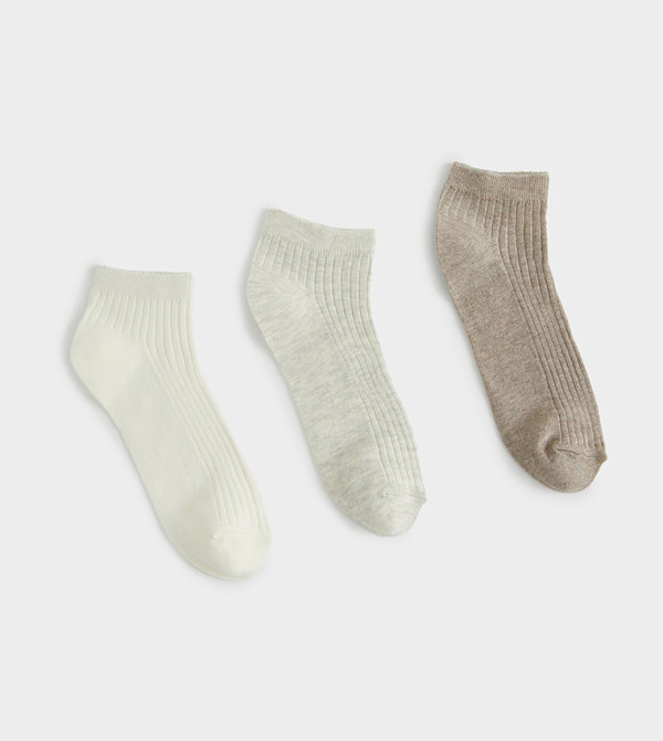 Pack of 3 Ribbed Ankle Length Socks
