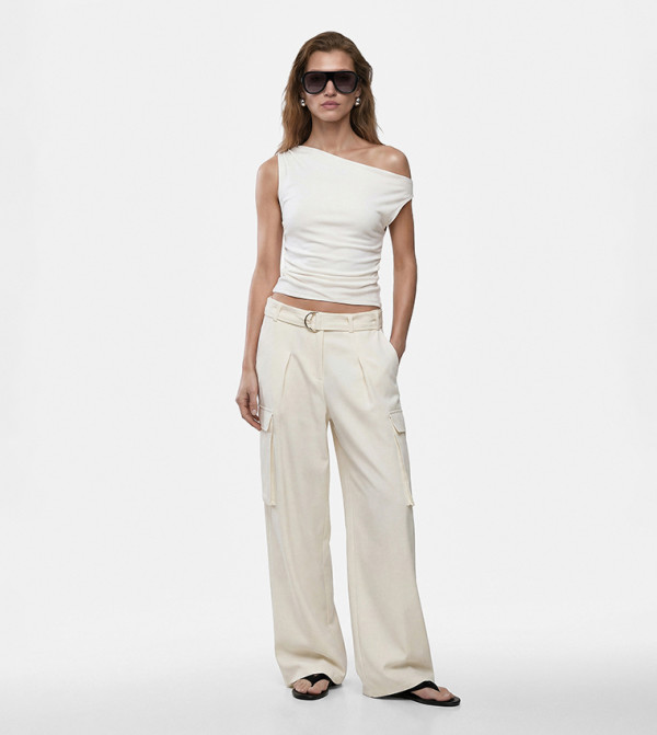 Solid One Shoulder Sleeveless Top