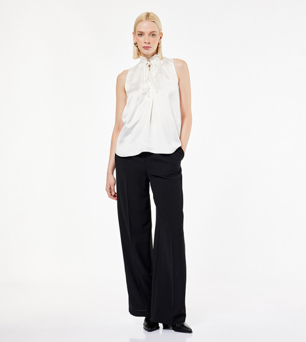 Solid Tie-Up Neck Sleeveless Top