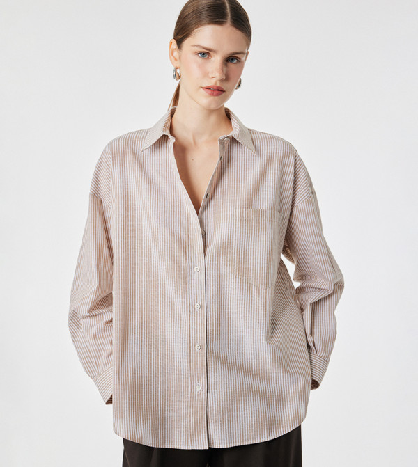 Striped Long Sleeves Oversized Shirt