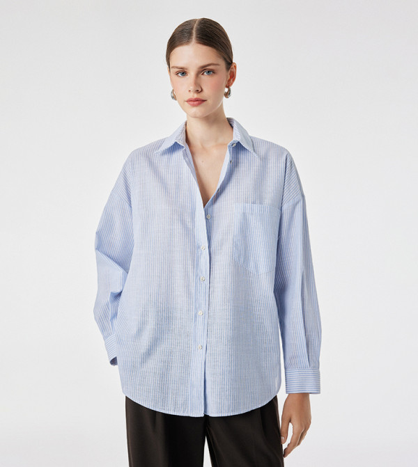Striped Long Sleeves Oversized Shirt