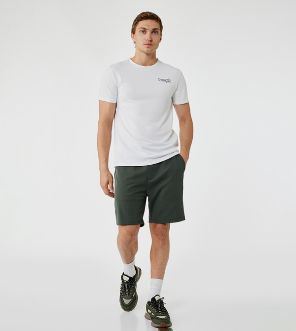 Textured Drawstring Waist Shorts
