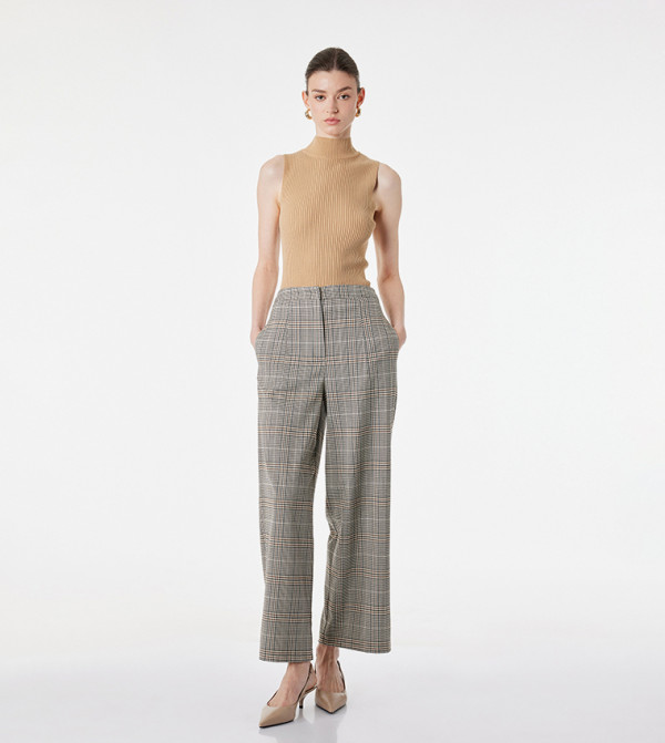 Checkered Wide Leg Trousers