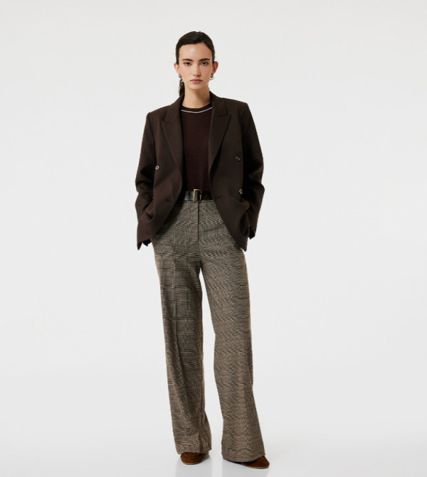 Plaid Wide Leg Trousers