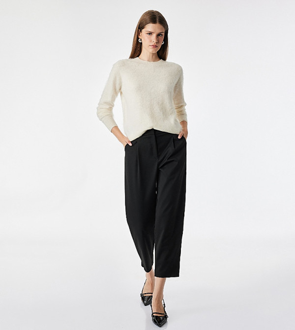 Solid Relaxed Fit Trousers