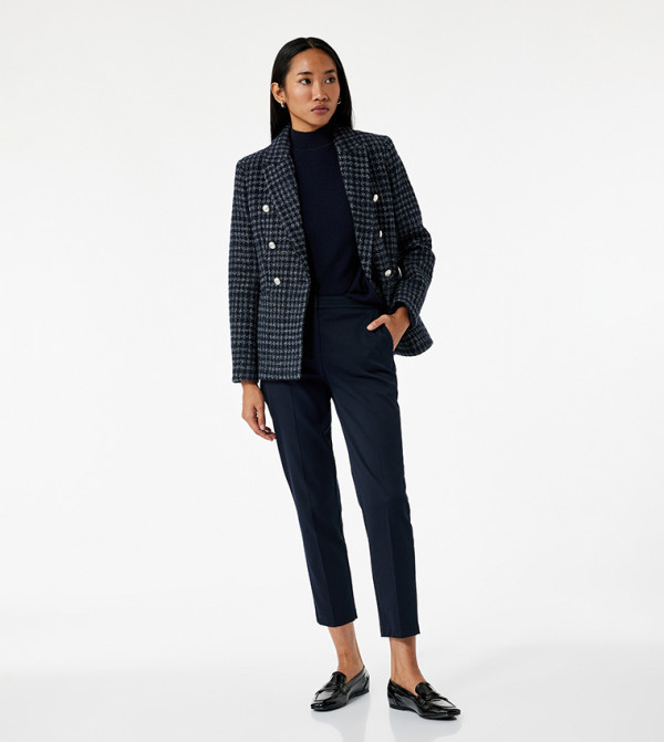 Solid Slim Fit Cropped Trousers