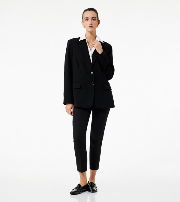 Solid Slim Fit Cropped Trousers