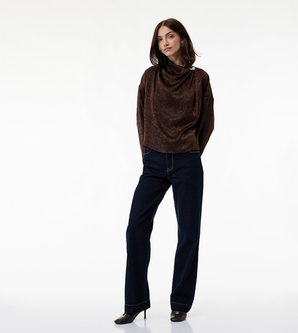 Textured Cowl Neck Top