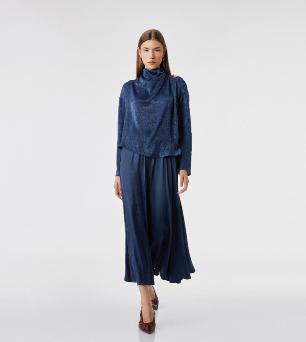 Textured Cowl Neck Top