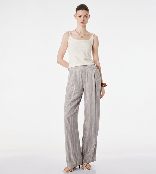 Striped Straight Fit Trousers