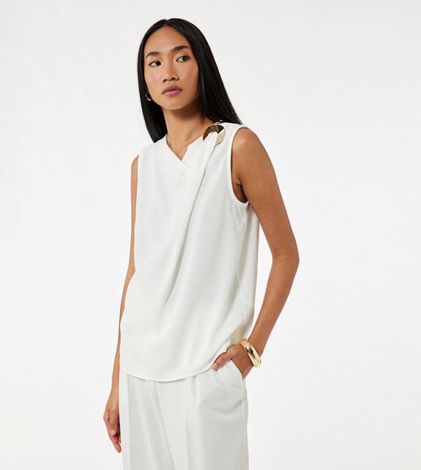 Metal Accent Sleeveless Top