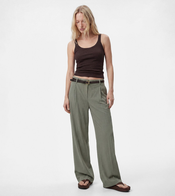 Textured Wide Leg Trousers