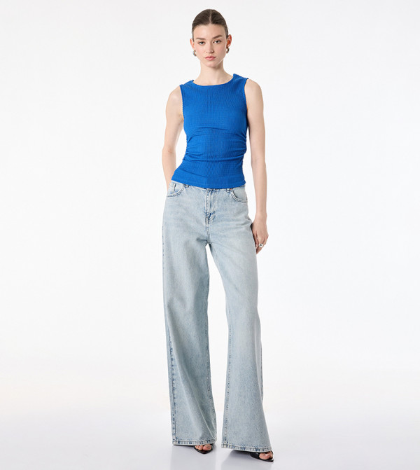 Textured Crew Neck Top