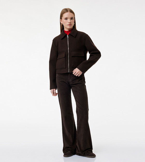 Textured Wide Leg Trousers