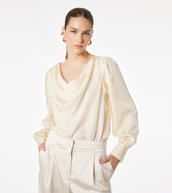 Solid Cowl Neck Long Sleeves Top