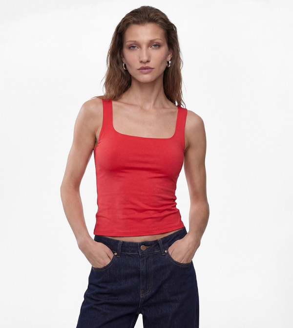 Solid Square Neck Top