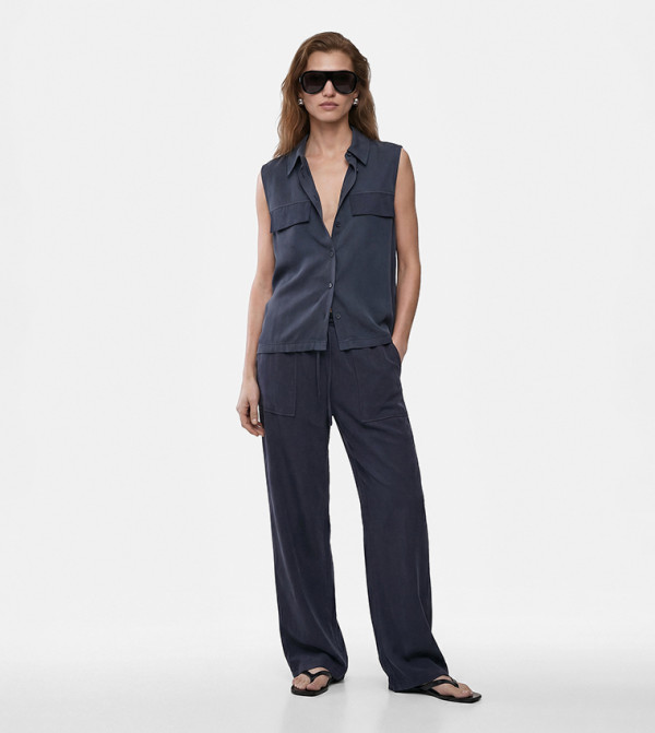 Solid Loose Fit Trousers