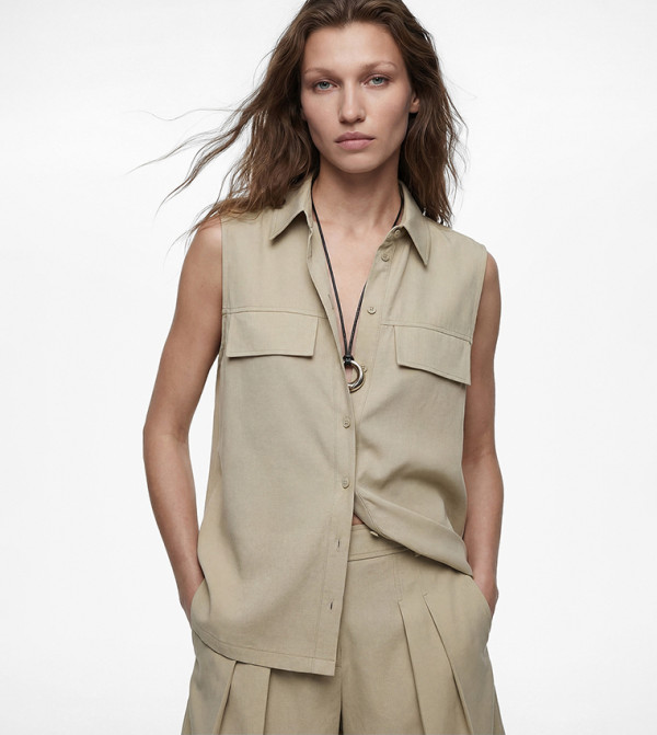 Solid Sleeveless Shirt
