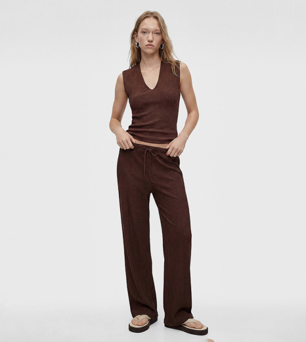 Textured Loose Fit Trousers