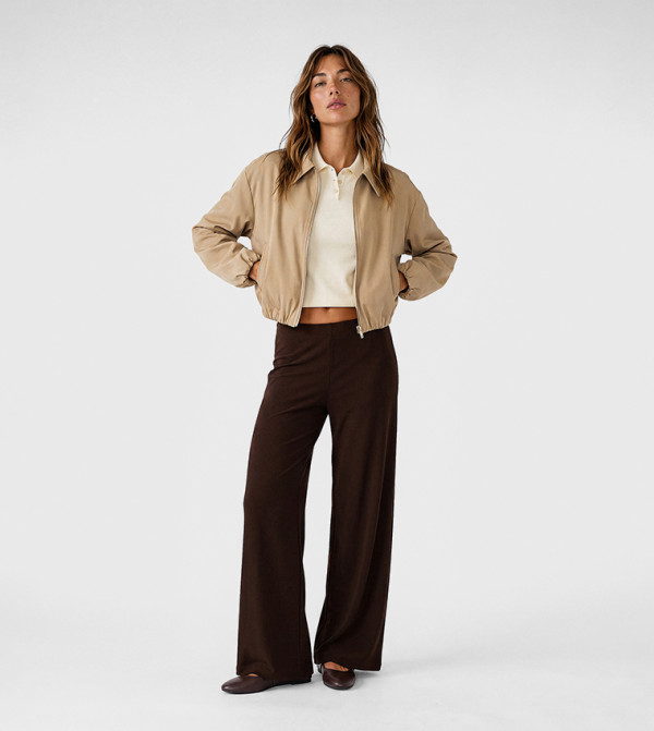 Solid Wide Leg Trousers