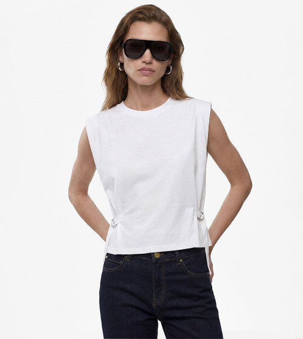 Solid Crew Neck Sleeveless T-Shirt