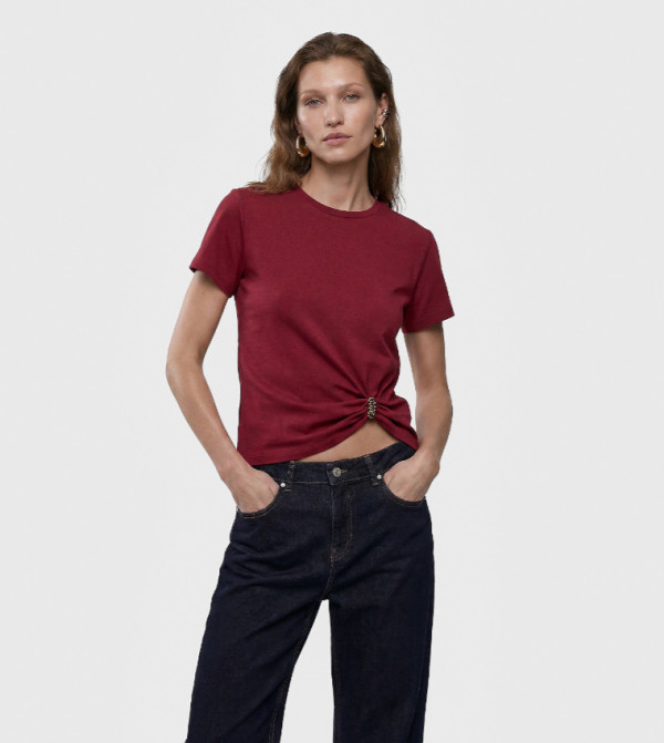 Metal Accent Crew Neck T-Shirt