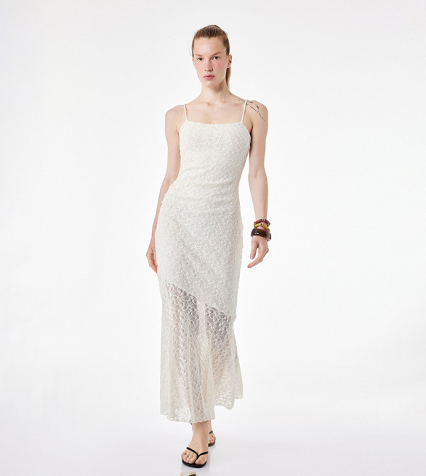 Lace Square Neck Mermaid Maxi Dress