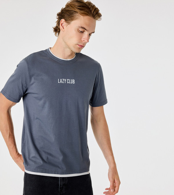 Typography Print Crew Neck T-Shirt