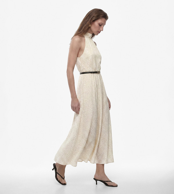 Polka Dots Halterneck A-Line Midi Dress