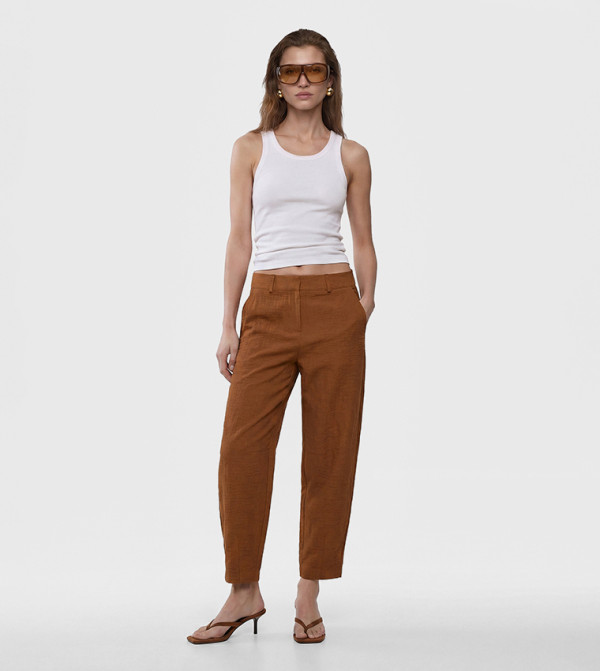 Textured Barrel Fit Trousers