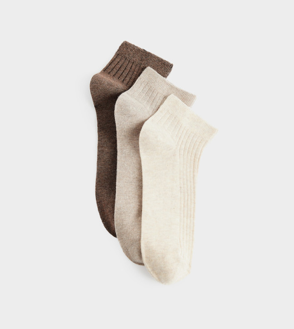 Pack of 3 Ribbed Ankle Length Socks