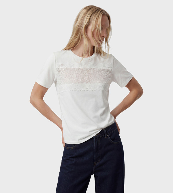 Lace Detail Crew Neck T-Shirt