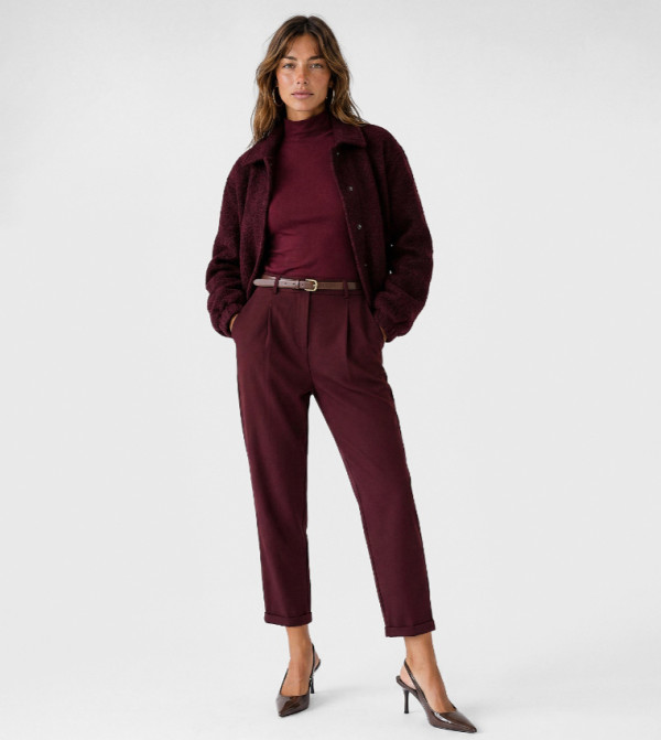 Solid Relaxed Fit Trousers