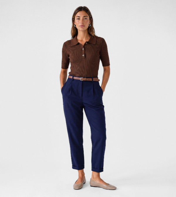Solid Relaxed Fit Trousers