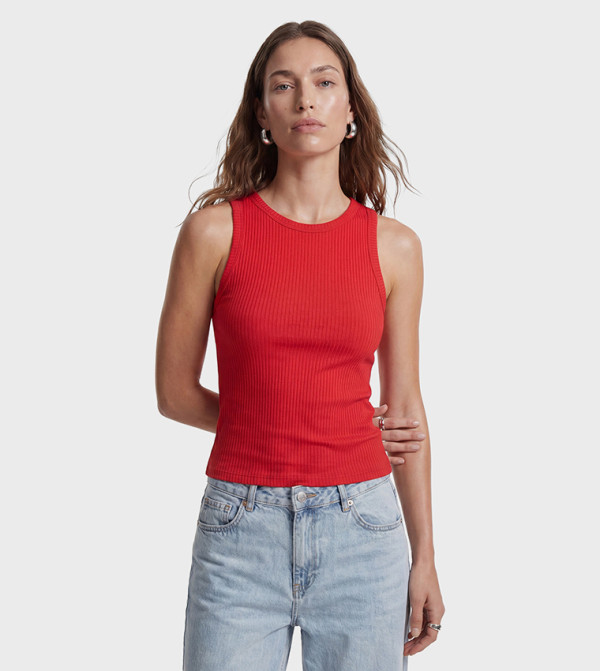 Ribbed Crew Neck Top